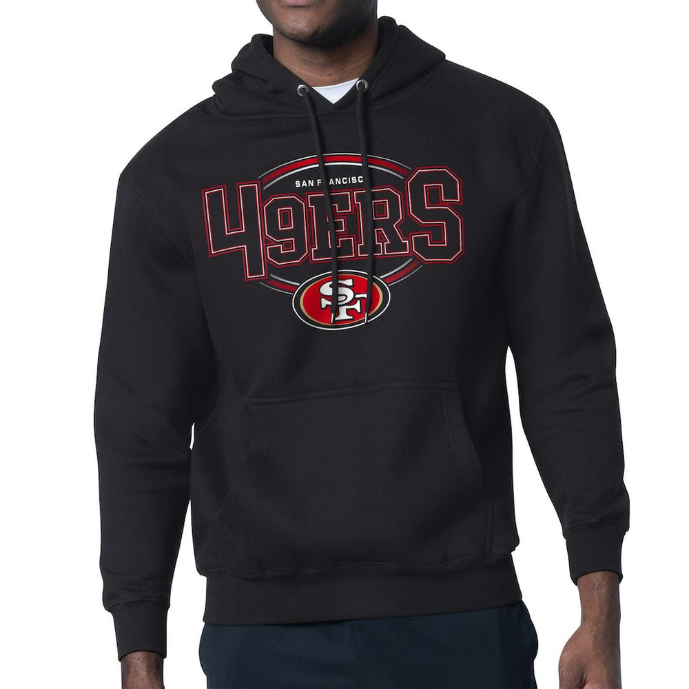 San Francisco 49ers Starter Team Track Graphic Pullover Hoodie - Black Hoodies