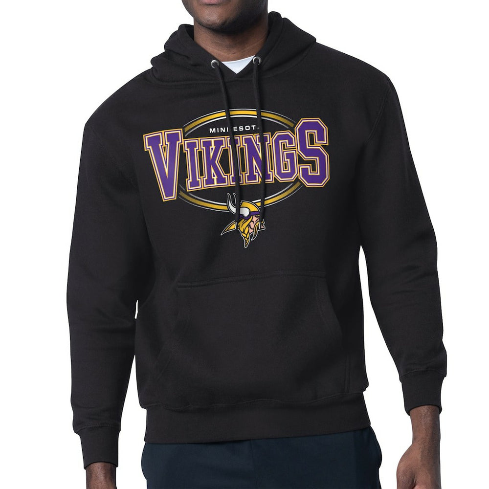 Minnesota Vikings Starter Team Track Graphic Pullover Hoodie - Black Hoodies