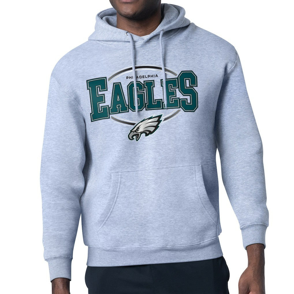 Philadelphia Eagles Starter Team Track Graphic Pullover Hoodie - Heather Gray Hoodies