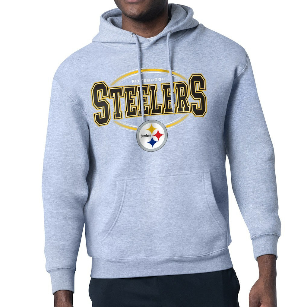 Pittsburgh Steelers Starter Team Track Graphic Pullover Hoodie - Heather Gray Hoodies