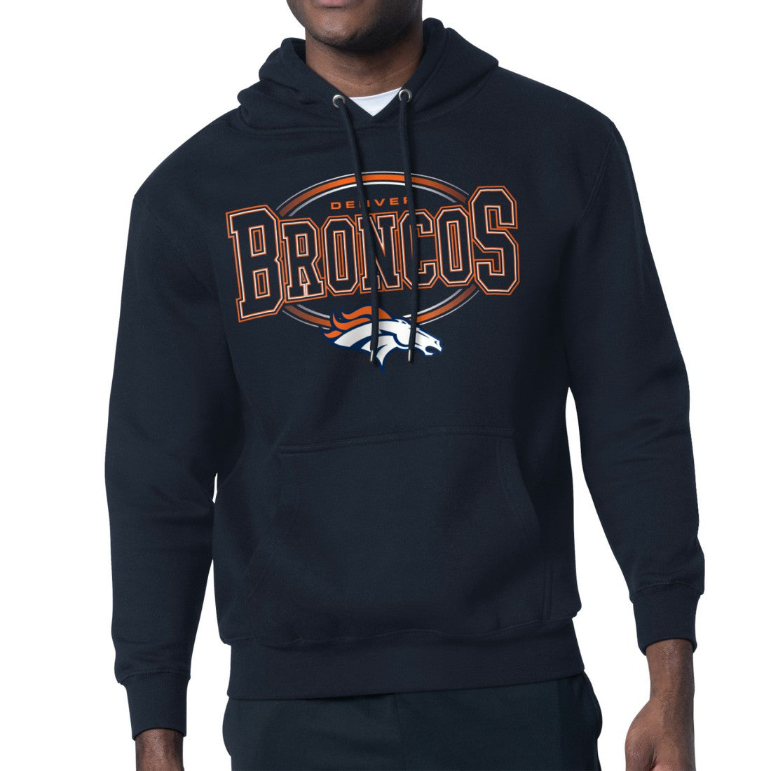 Denver Broncos Starter Team Track Graphic Pullover Hoodie - Navy Hoodies