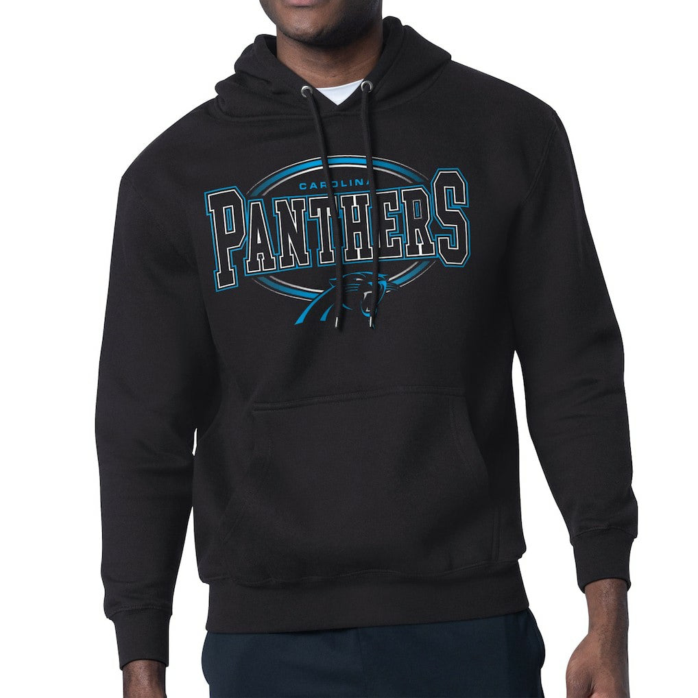 Carolina Panthers Starter Team Track Graphic Pullover Hoodie - Black Hoodies
