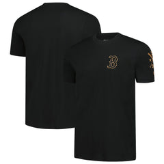 Boston Red Sox New Era Bronze Logo with Cross Bats Established T-Shirt - Black T-shirts
