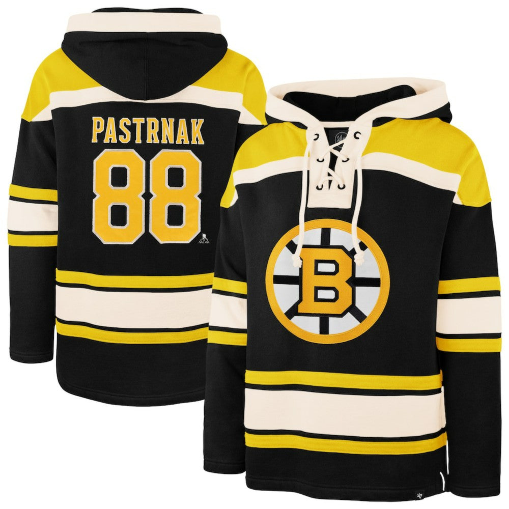 David Pastrnak Boston Bruins '47 Player Name & Number Lacer Hoodie - Black | US 203347778