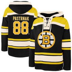David Pastrnak Boston Bruins '47 Player Name & Number Lacer Hoodie - Black | US 203347778