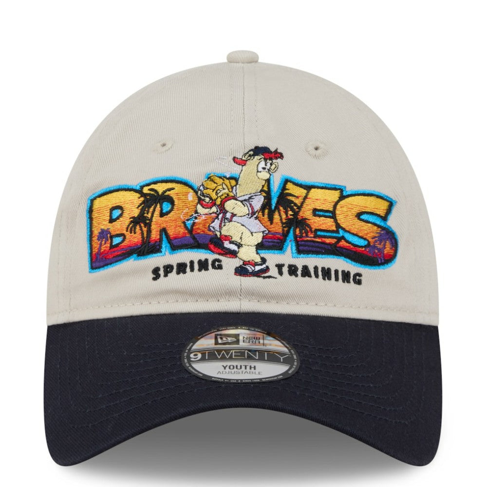 Atlanta Braves New Era Youth 2026 Spring Training Fan Pack Batter 9TWENTY Adjustable Hat - Stone/Navy Hats