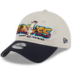 Atlanta Braves New Era Youth 2026 Spring Training Fan Pack Batter 9TWENTY Adjustable Hat - Stone/Navy Hats