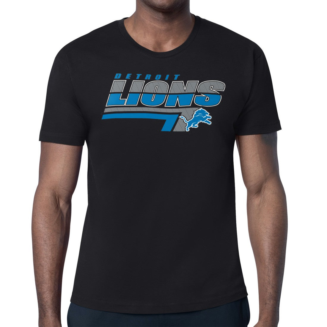 Detroit Lions Starter Logo Push Graphic T-Shirt - Black T-shirts