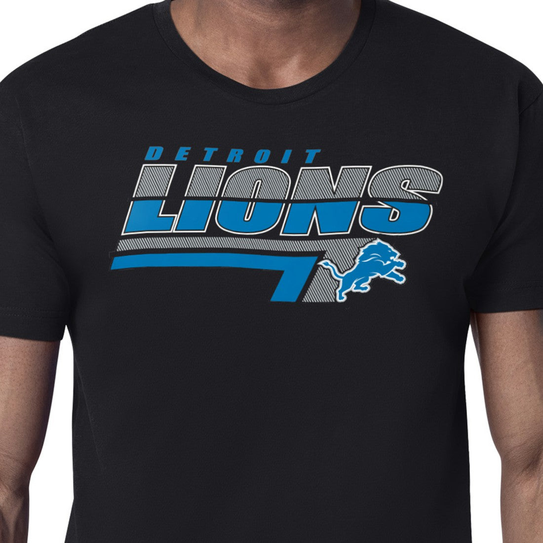 Detroit Lions Starter Logo Push Graphic T-Shirt - Black T-shirts