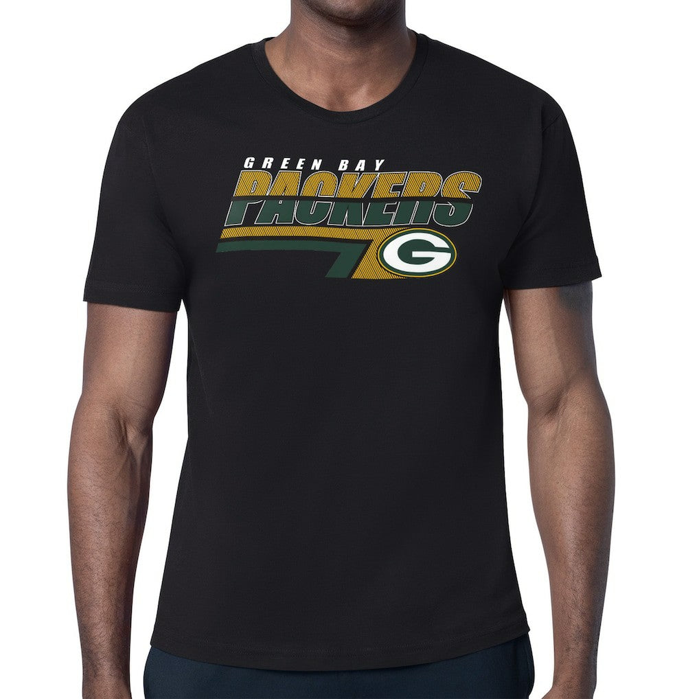 Green Bay Packers Starter Logo Push Graphic T-Shirt - Black T-shirts