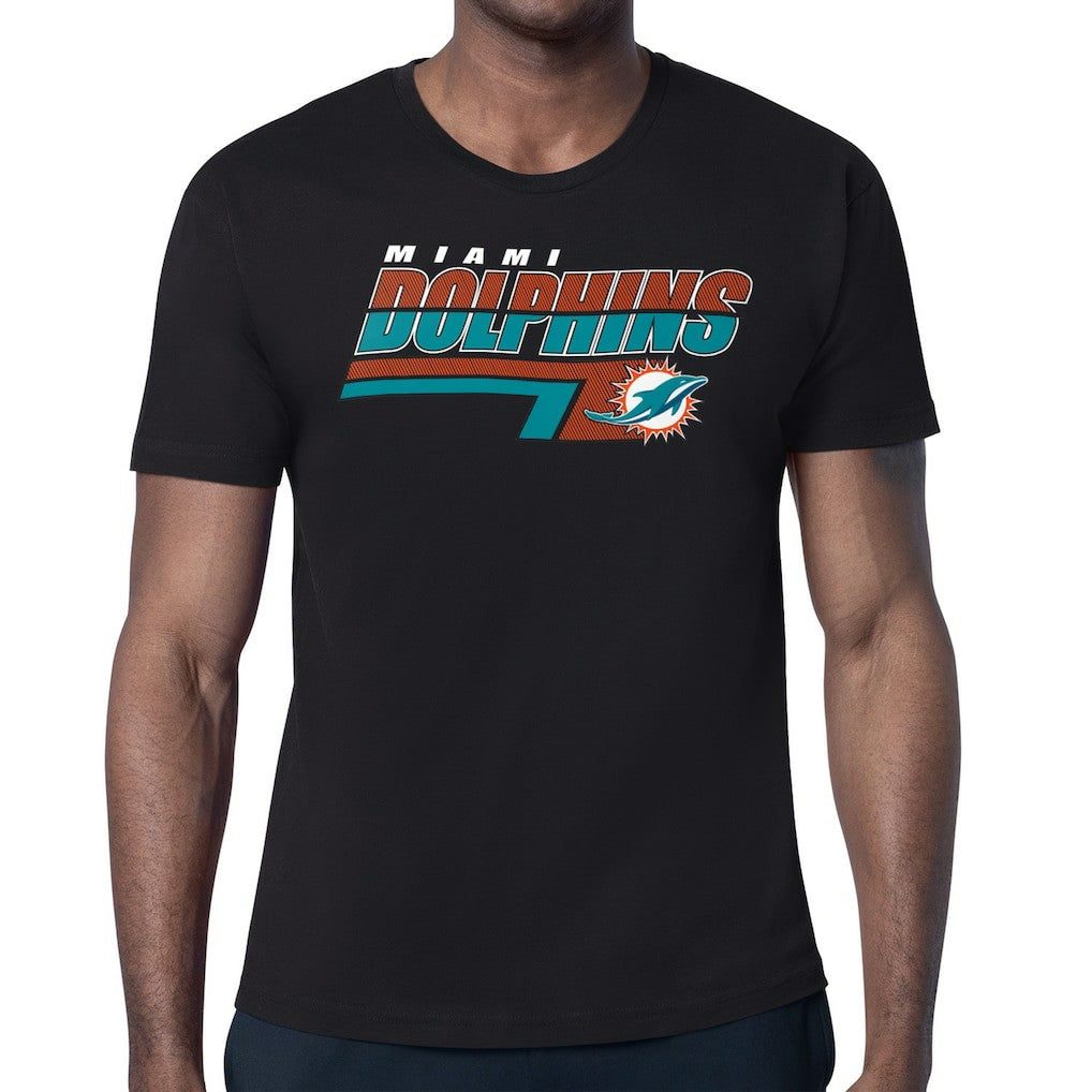 Miami Dolphins Starter Logo Push Graphic T-Shirt - Black T-shirts