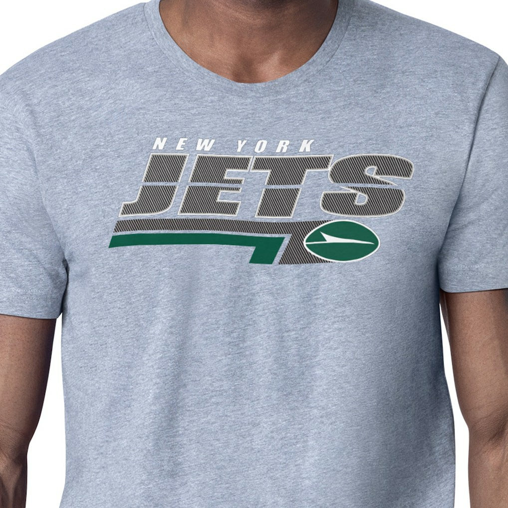New York Jets Starter Logo Push Graphic T-Shirt - Heather Gray T-shirts