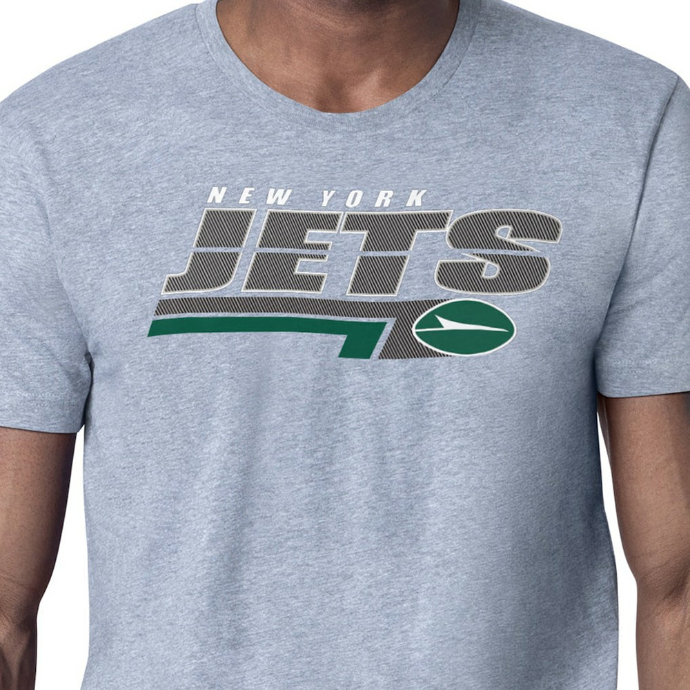 New York Jets Starter Logo Push Graphic T-Shirt - Heather Gray T-shirts