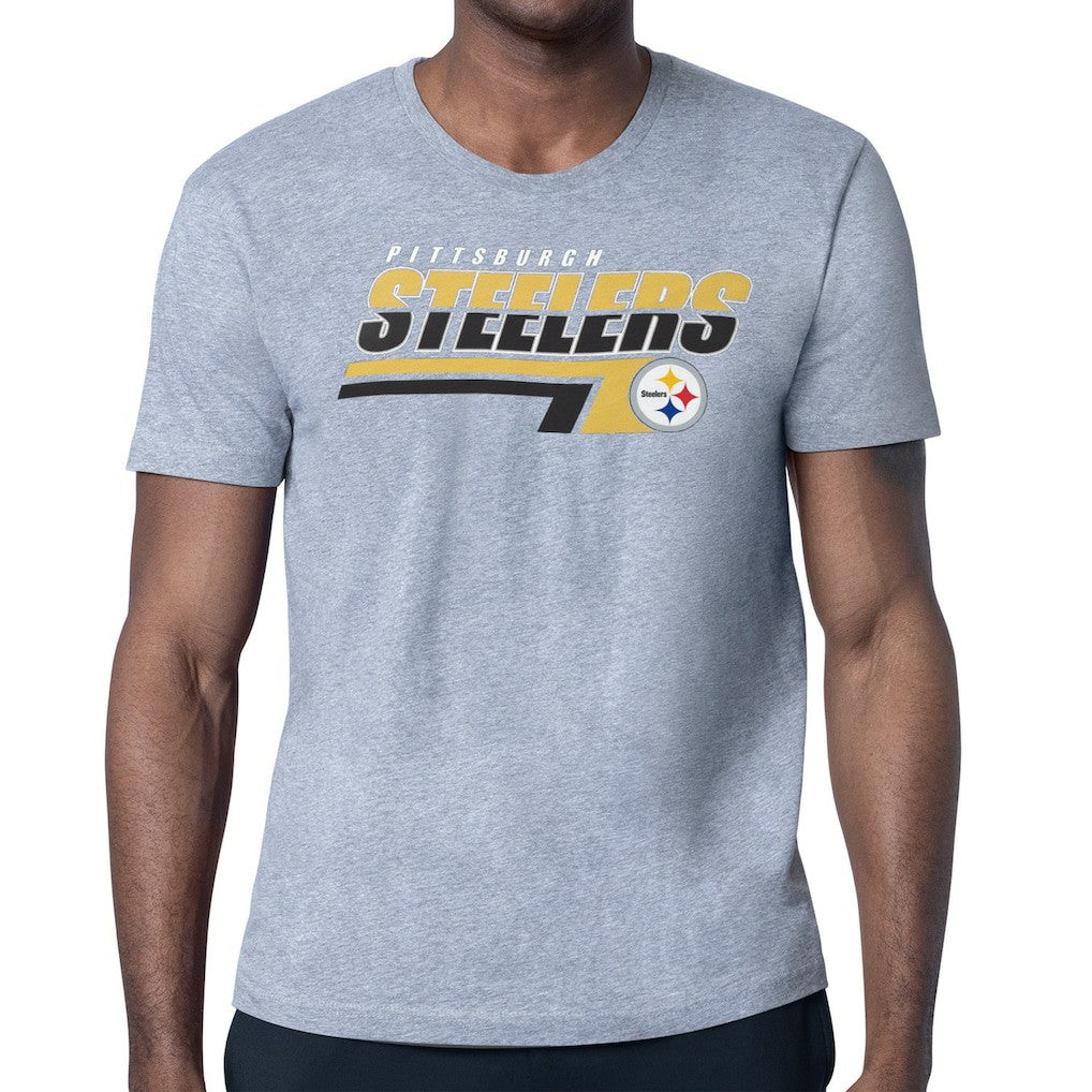 Pittsburgh Steelers Starter Logo Push Graphic T-Shirt - Heather Gray T-shirts