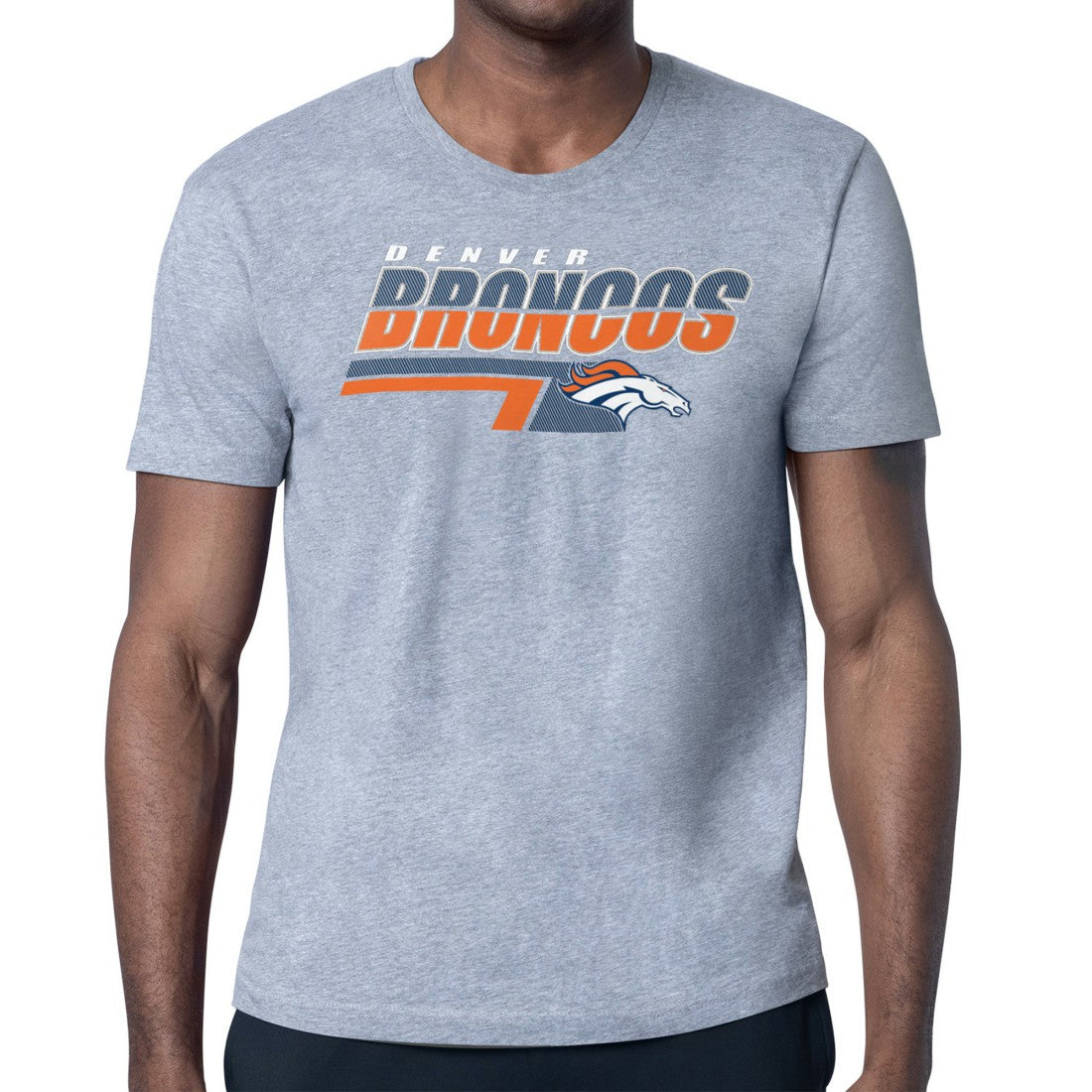 Denver Broncos Starter Logo Push Graphic T-Shirt - Heather Gray T-shirts
