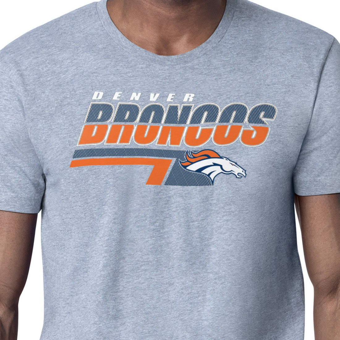 Denver Broncos Starter Logo Push Graphic T-Shirt - Heather Gray T-shirts