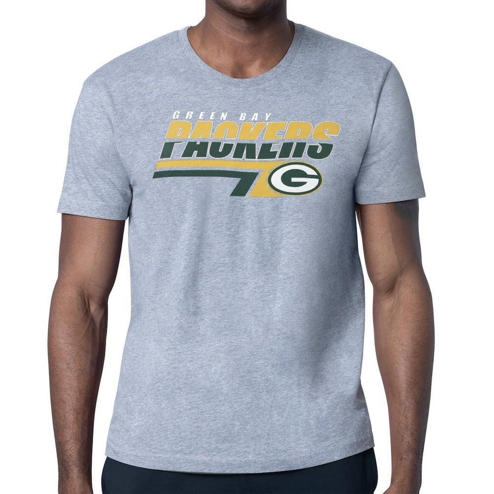 Green Bay Packers Starter Logo Push Graphic T-Shirt - Heather Gray T-shirts