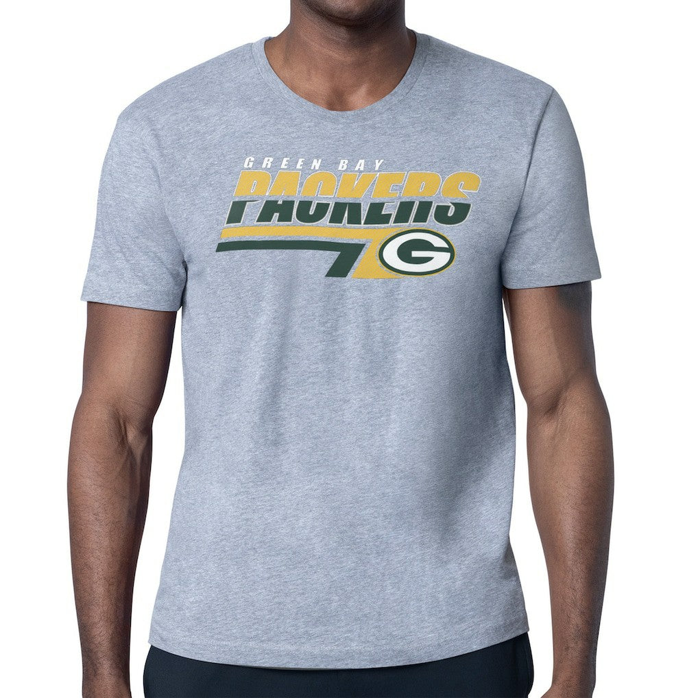 Green Bay Packers Starter Logo Push Graphic T-Shirt - Heather Gray T-shirts