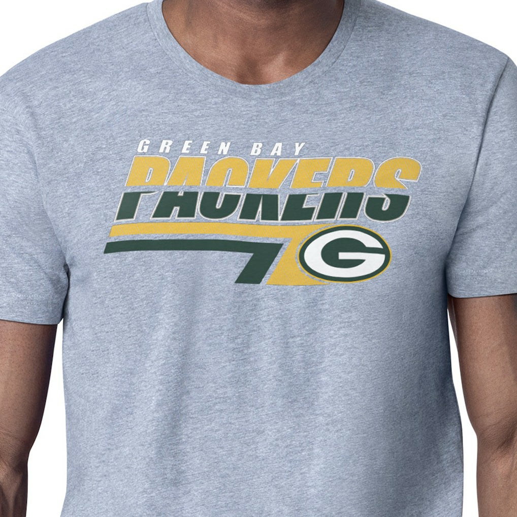 Green Bay Packers Starter Logo Push Graphic T-Shirt - Heather Gray T-shirts