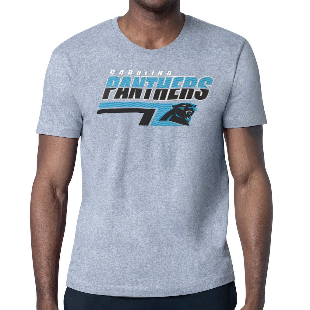 Carolina Panthers Starter Logo Push Graphic T-Shirt - Heather Gray T-shirts