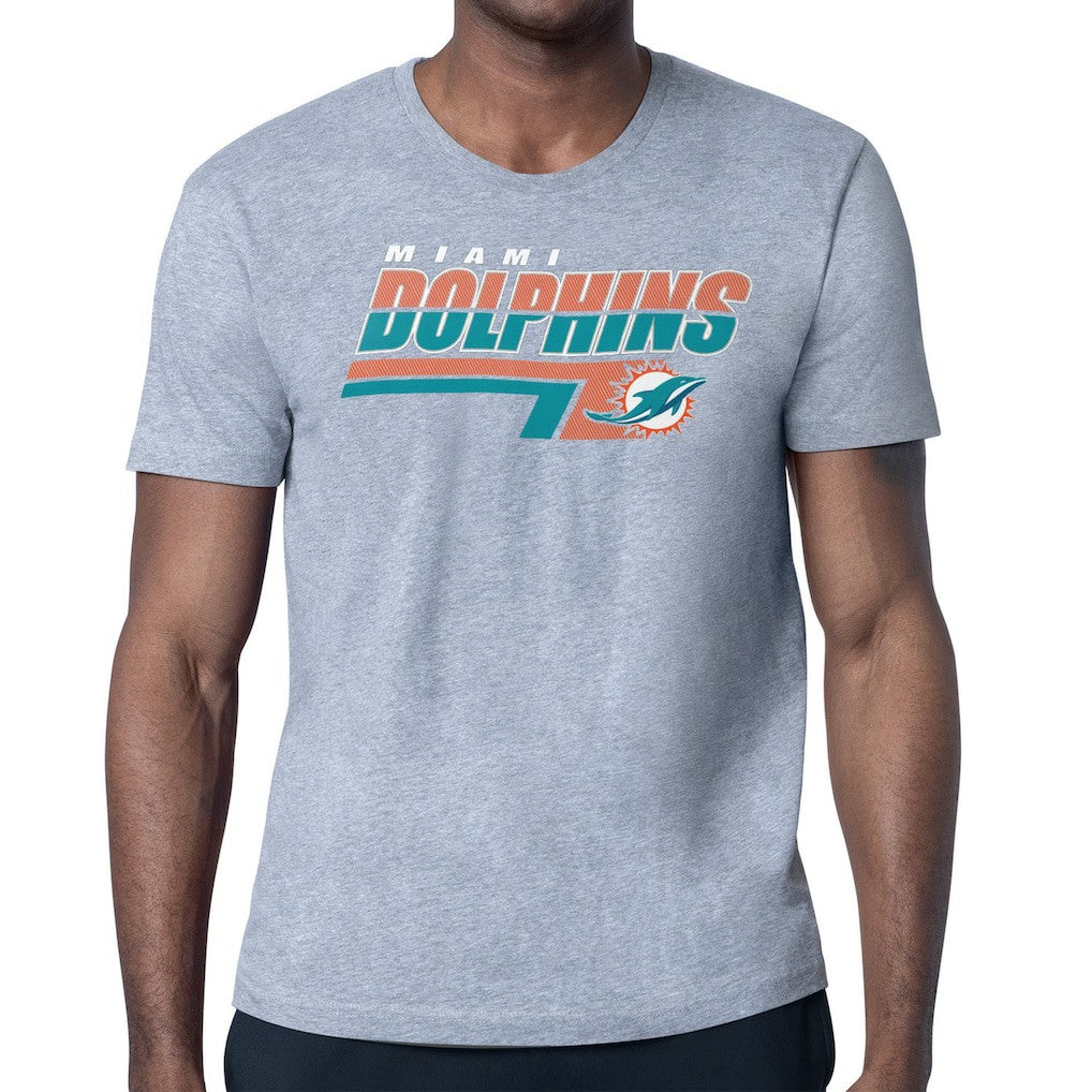 Miami Dolphins Starter Logo Push Graphic T-Shirt - Heather Gray T-shirts
