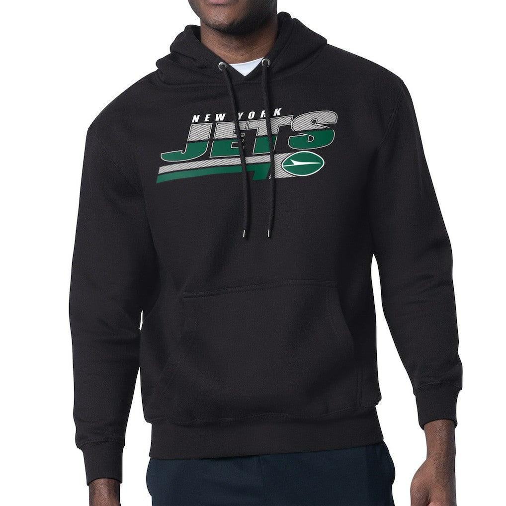 New York Jets Starter Logo Push Graphic Hoodie - Black Hoodies