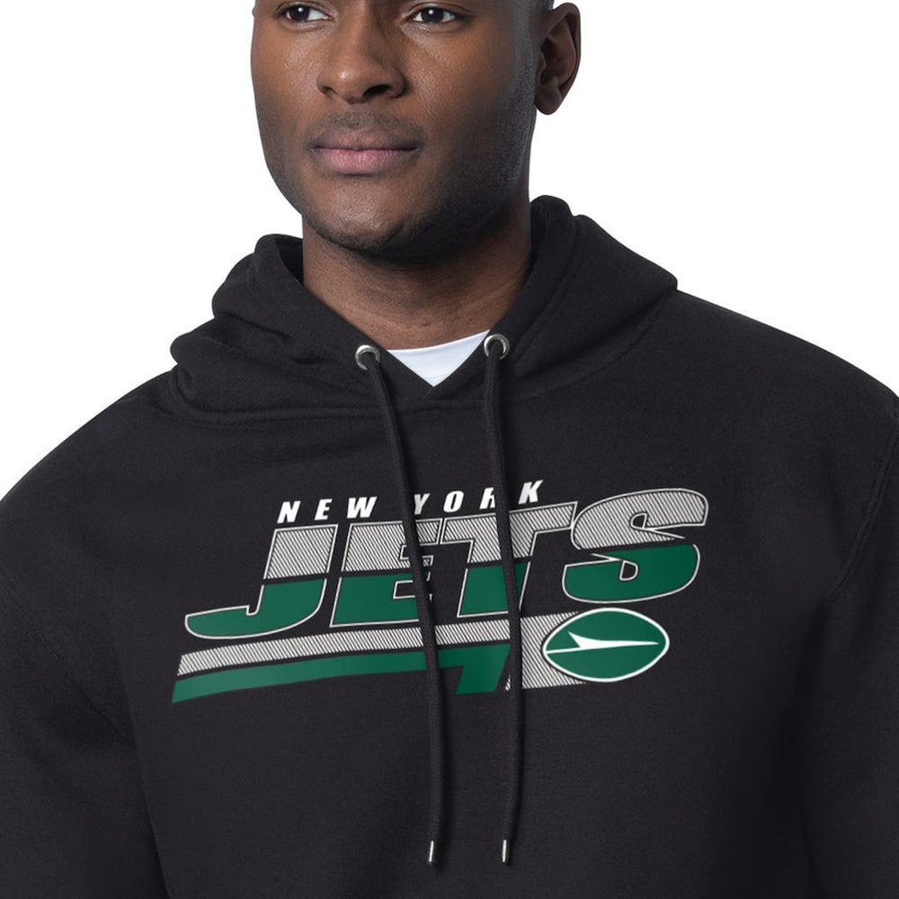 New York Jets Starter Logo Push Graphic Hoodie - Black Hoodies