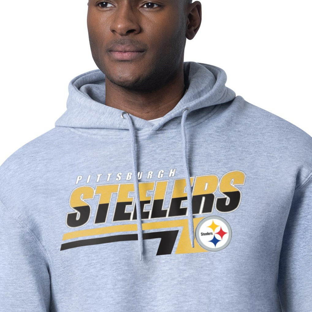 Pittsburgh Steelers Starter Logo Push Graphic Hoodie - Heather Gray Hoodies