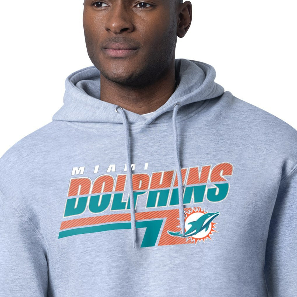 Miami Dolphins Starter Logo Push Graphic Hoodie - Heather Gray Hoodies