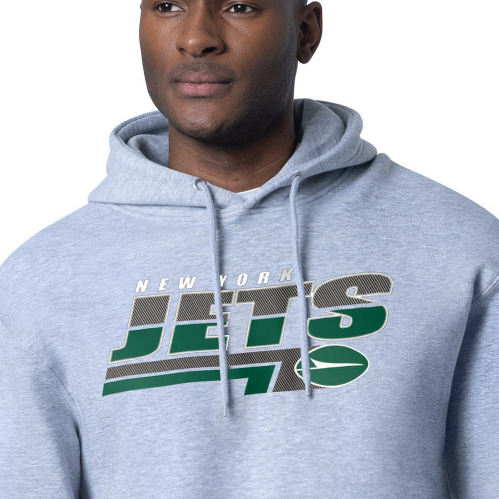 New York Jets Starter Logo Push Graphic Hoodie - Heather Gray Hoodies