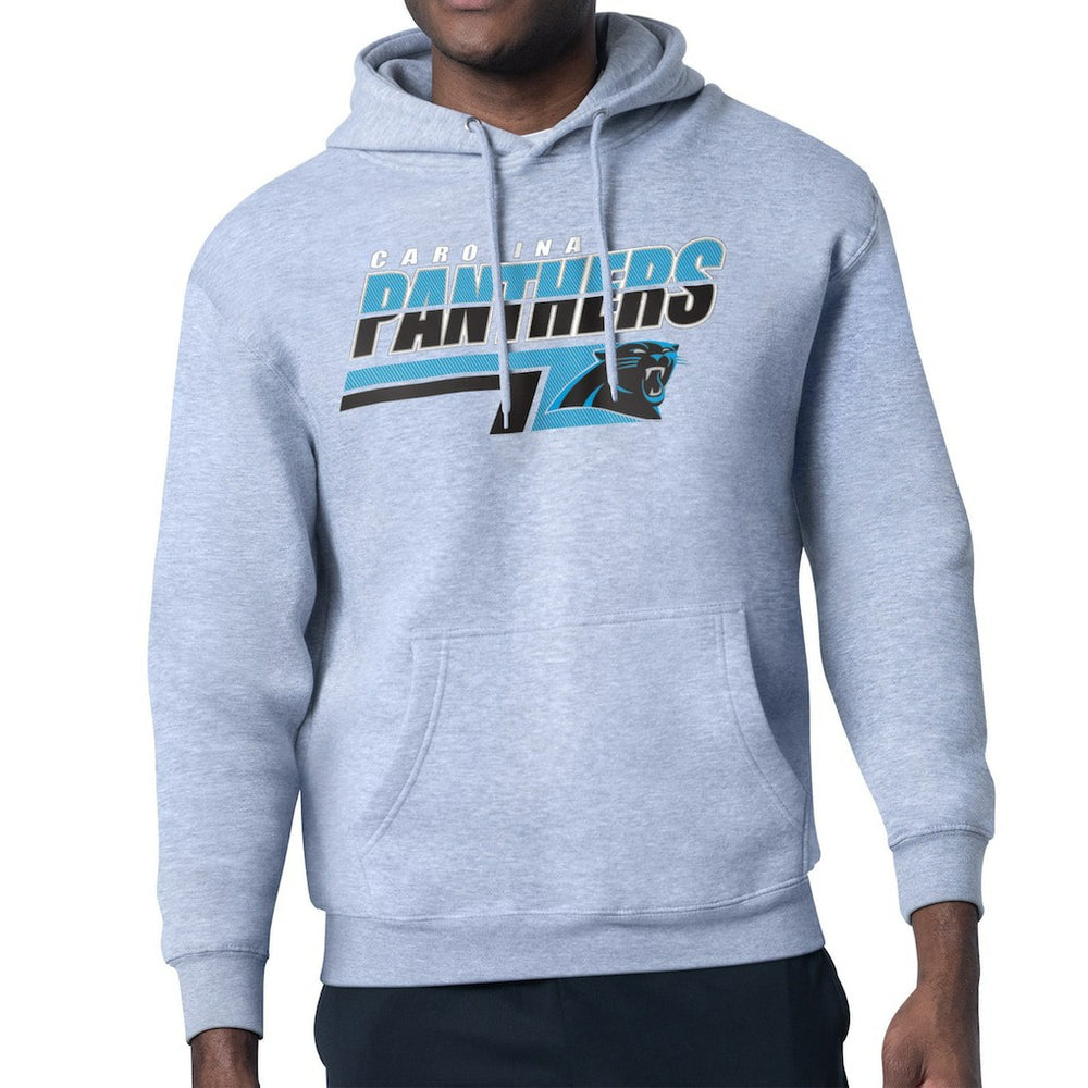 Carolina Panthers Starter Logo Push Graphic Hoodie - Heather Gray Hoodies