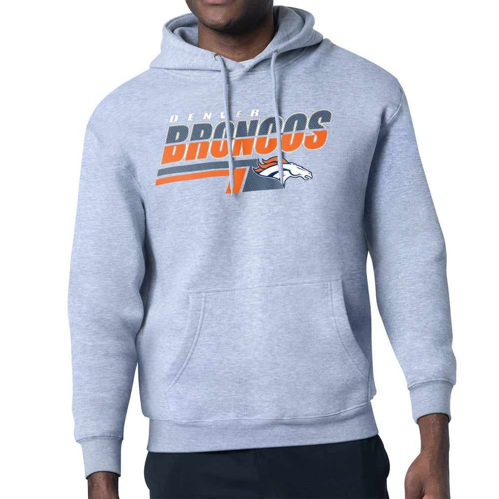 Denver Broncos Starter Logo Push Graphic Hoodie - Gray Hoodies