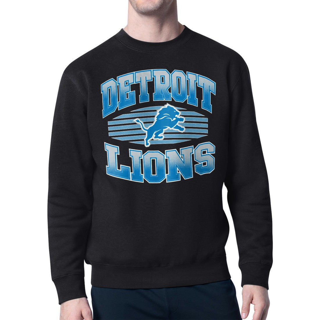 Detroit Lions Starter Team Grit Graphic Fleece Pullover Sweatshirt - Black Pullover
