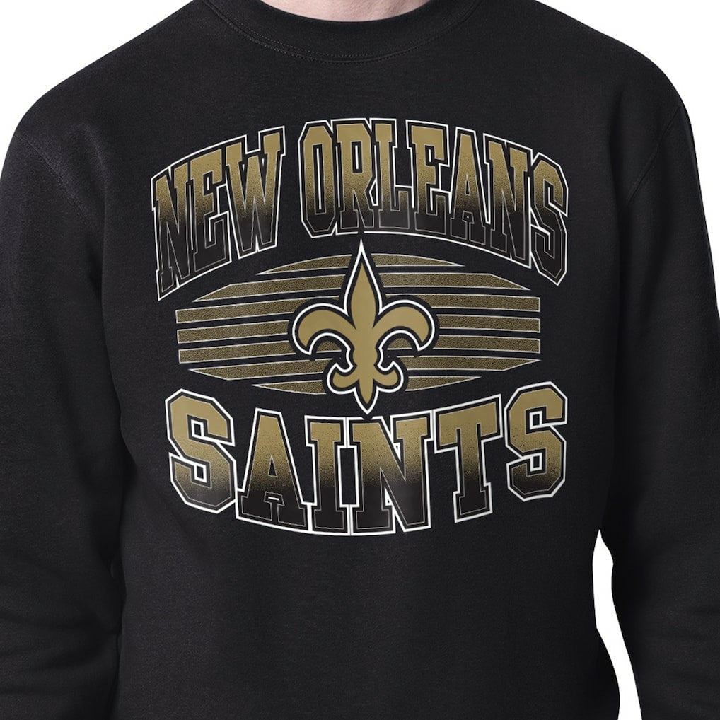 New Orleans Saints Starter Team Grit Graphic Fleece Pullover Sweatshirt - Black Pullover