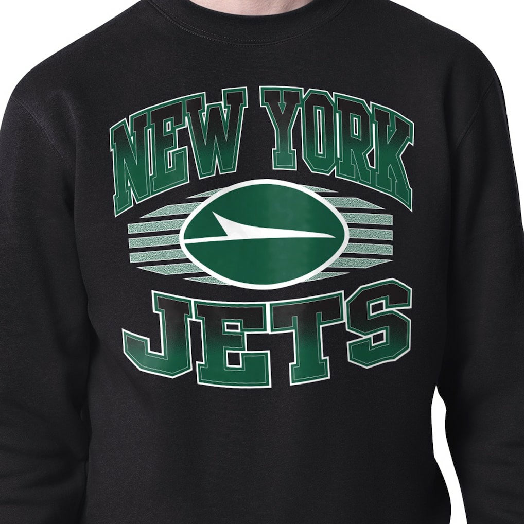 New York Jets Starter Team Grit Graphic Fleece Pullover Sweatshirt - Black Pullover