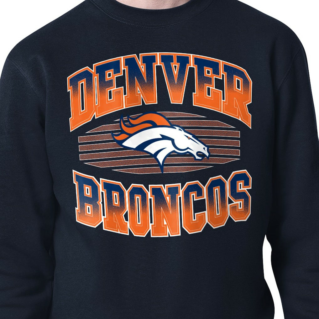 Denver Broncos Starter Team Grit Graphic Fleece Pullover Sweatshirt - Navy Pullover