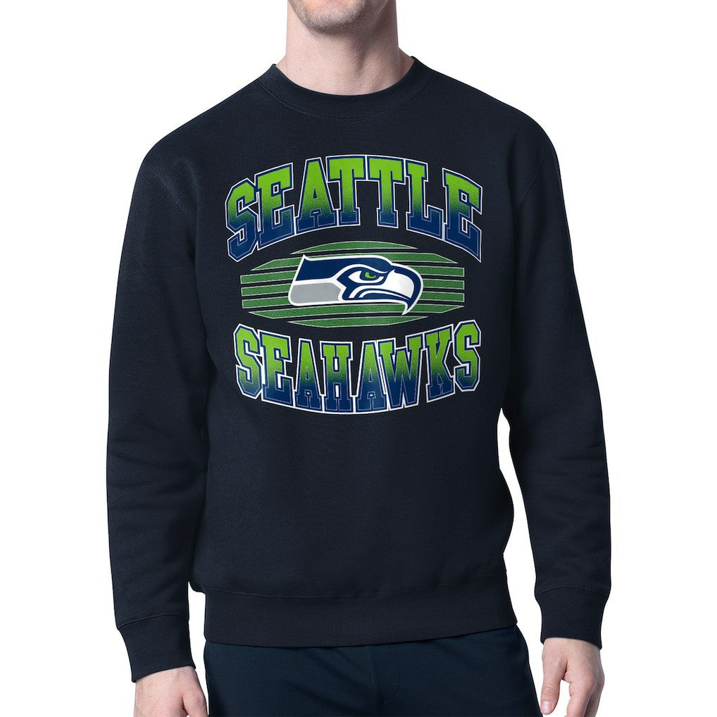 Seattle Seahawks Starter Team Grit Graphic Fleece Pullover Sweatshirt - College Navy Pullover