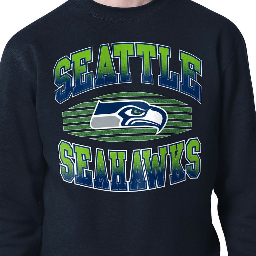 Seattle Seahawks Starter Team Grit Graphic Fleece Pullover Sweatshirt - College Navy Pullover
