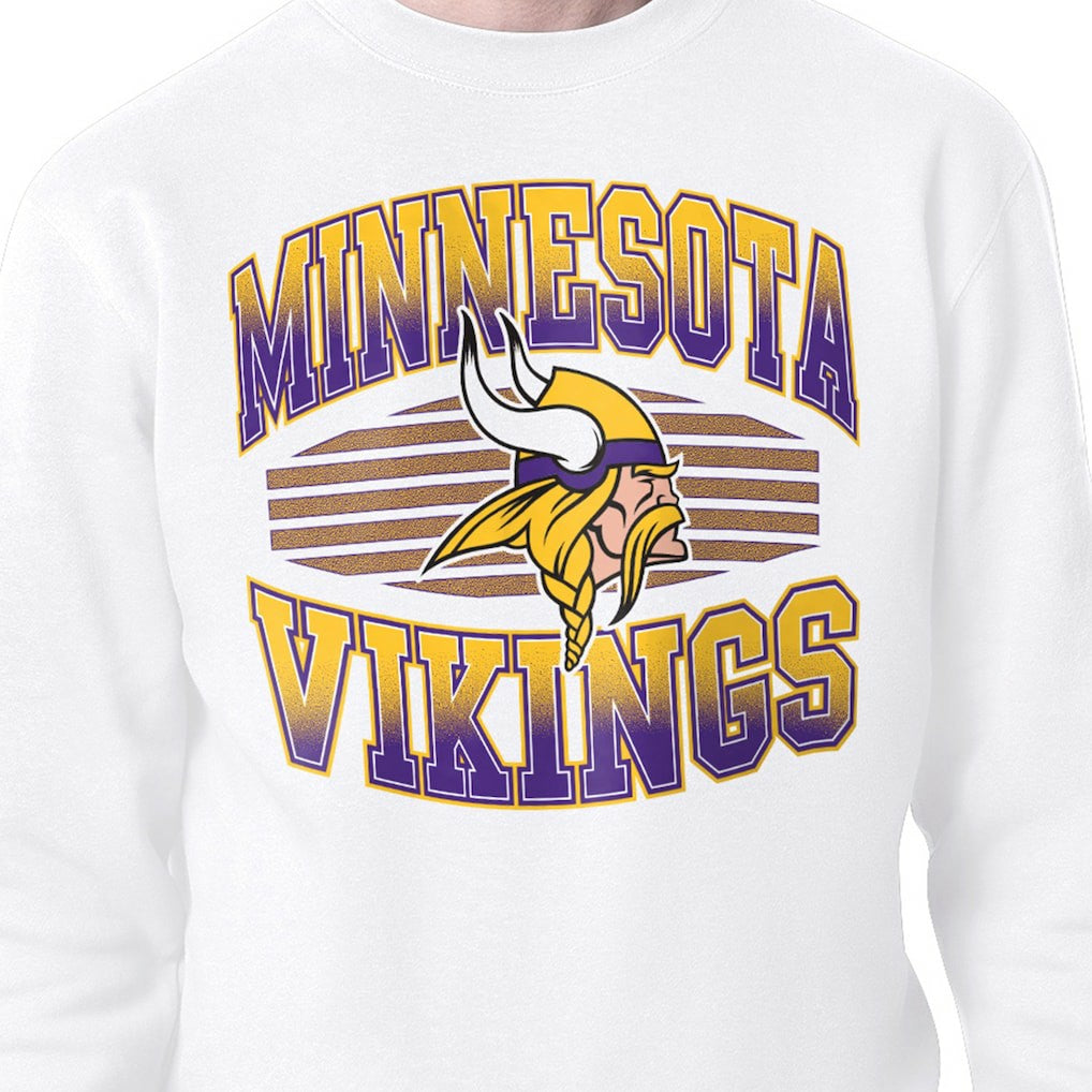 Minnesota Vikings Starter Team Grit Graphic Fleece Pullover Sweatshirt - White Pullover