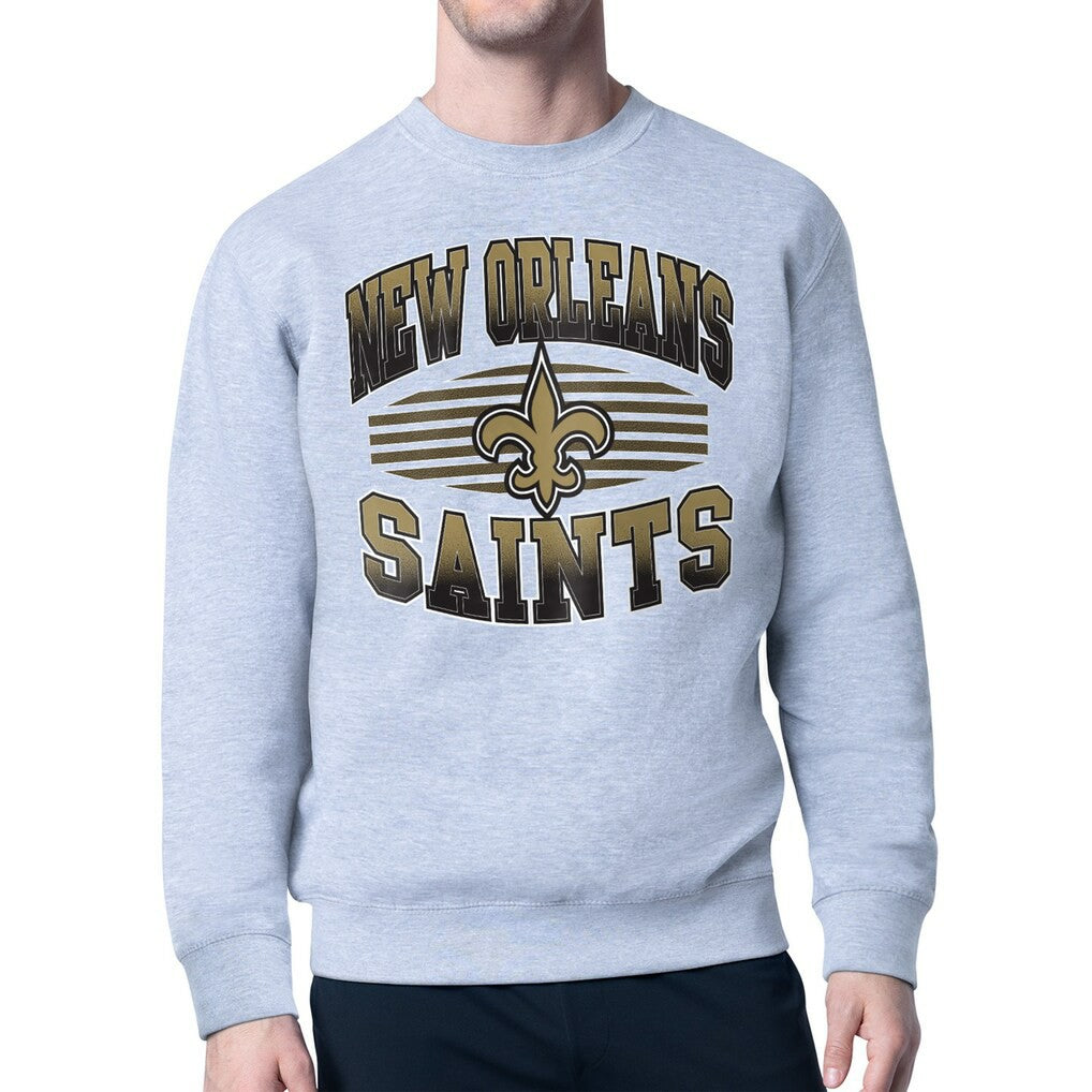New Orleans Saints Starter Team Grit Graphic Fleece Pullover Sweatshirt - Heather Gray Pullover