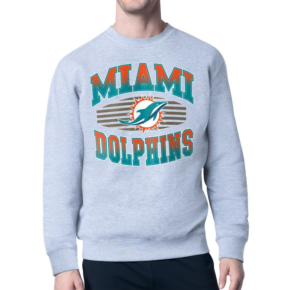 Miami Dolphins Starter Team Grit Graphic Fleece Pullover Sweatshirt - Heather Gray Pullover