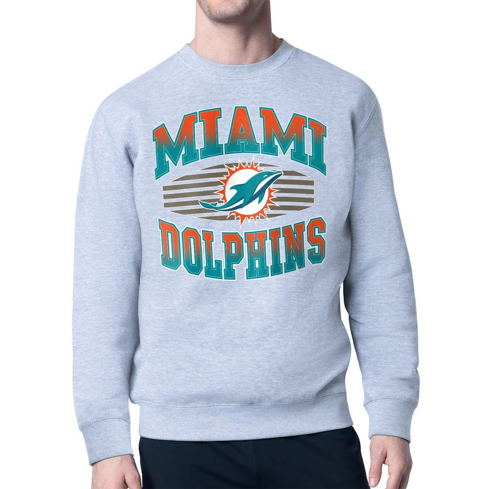 Miami Dolphins Starter Team Grit Graphic Fleece Pullover Sweatshirt - Heather Gray Pullover