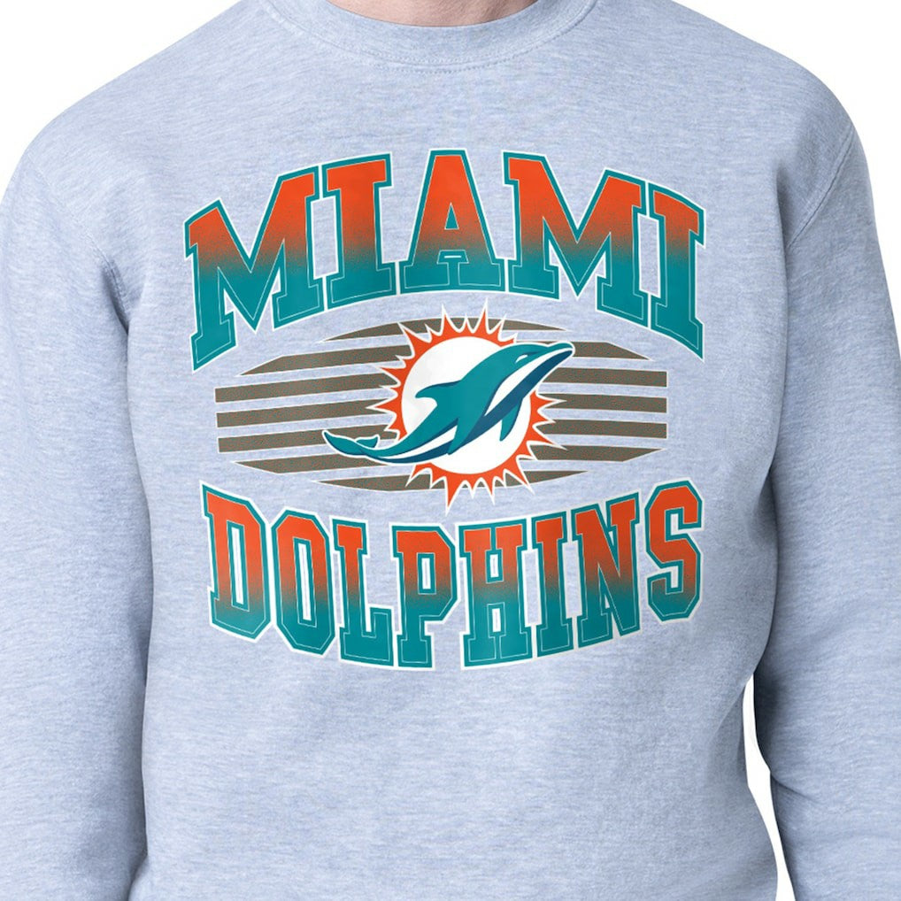 Miami Dolphins Starter Team Grit Graphic Fleece Pullover Sweatshirt - Heather Gray Pullover