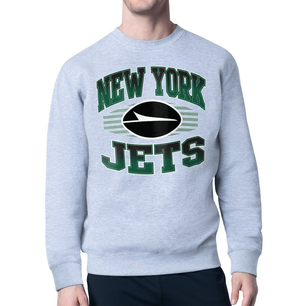 New York Jets Starter Team Grit Graphic Fleece Pullover Sweatshirt - Heather Gray Pullover