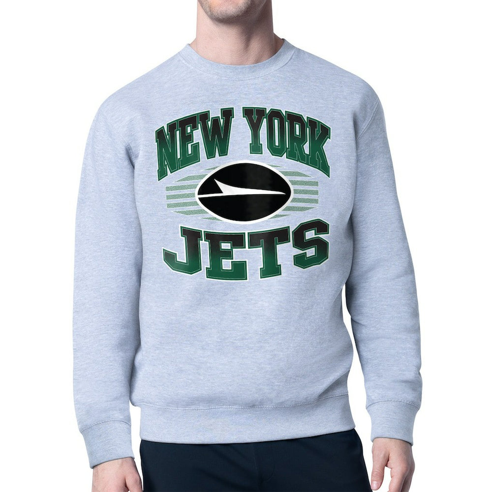 New York Jets Starter Team Grit Graphic Fleece Pullover Sweatshirt - Heather Gray Pullover