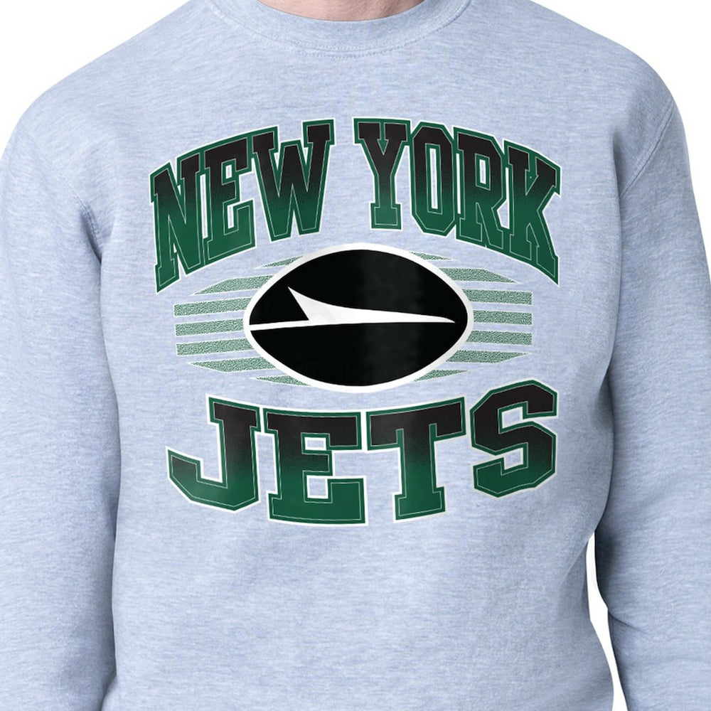New York Jets Starter Team Grit Graphic Fleece Pullover Sweatshirt - Heather Gray Pullover