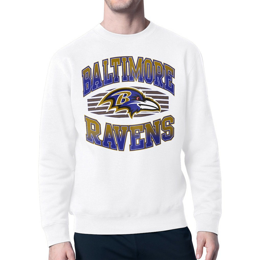 Baltimore Ravens Starter Team Grit Graphic Fleece Pullover Sweatshirt - White Pullover