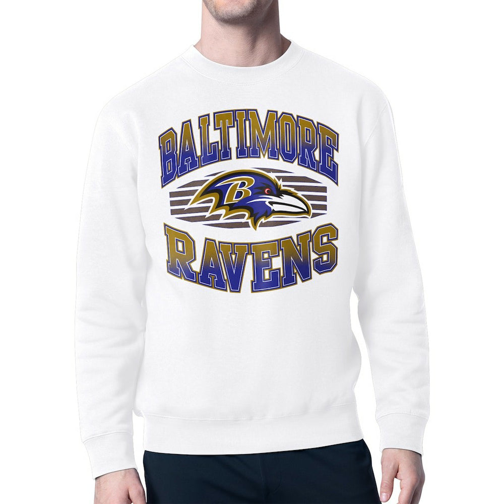 Baltimore Ravens Starter Team Grit Graphic Fleece Pullover Sweatshirt - White Pullover
