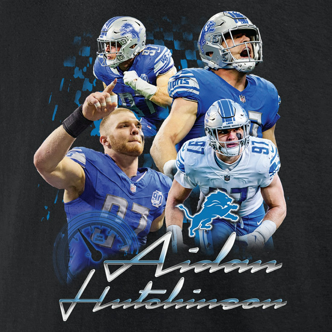 Aidan Hutchinson Detroit Lions Notorious Graphic T-Shirt - Black T-shirts
