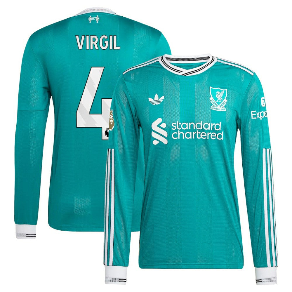 Virgil van Dijk Liverpool 2025/26 Third Long Sleeve Player Jersey Green - Adidas on sale